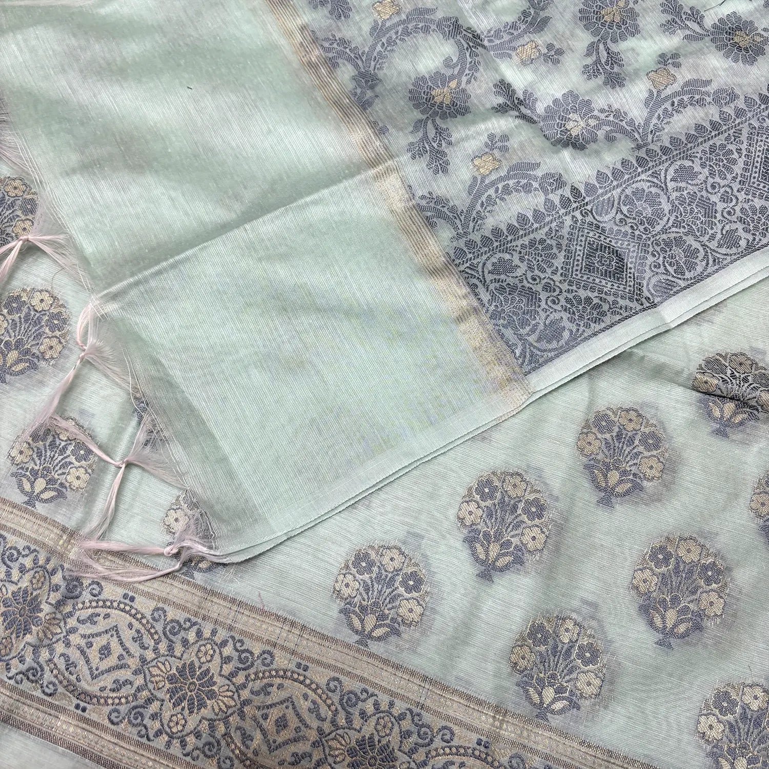 Mint Resham Banarasi Silk Suit