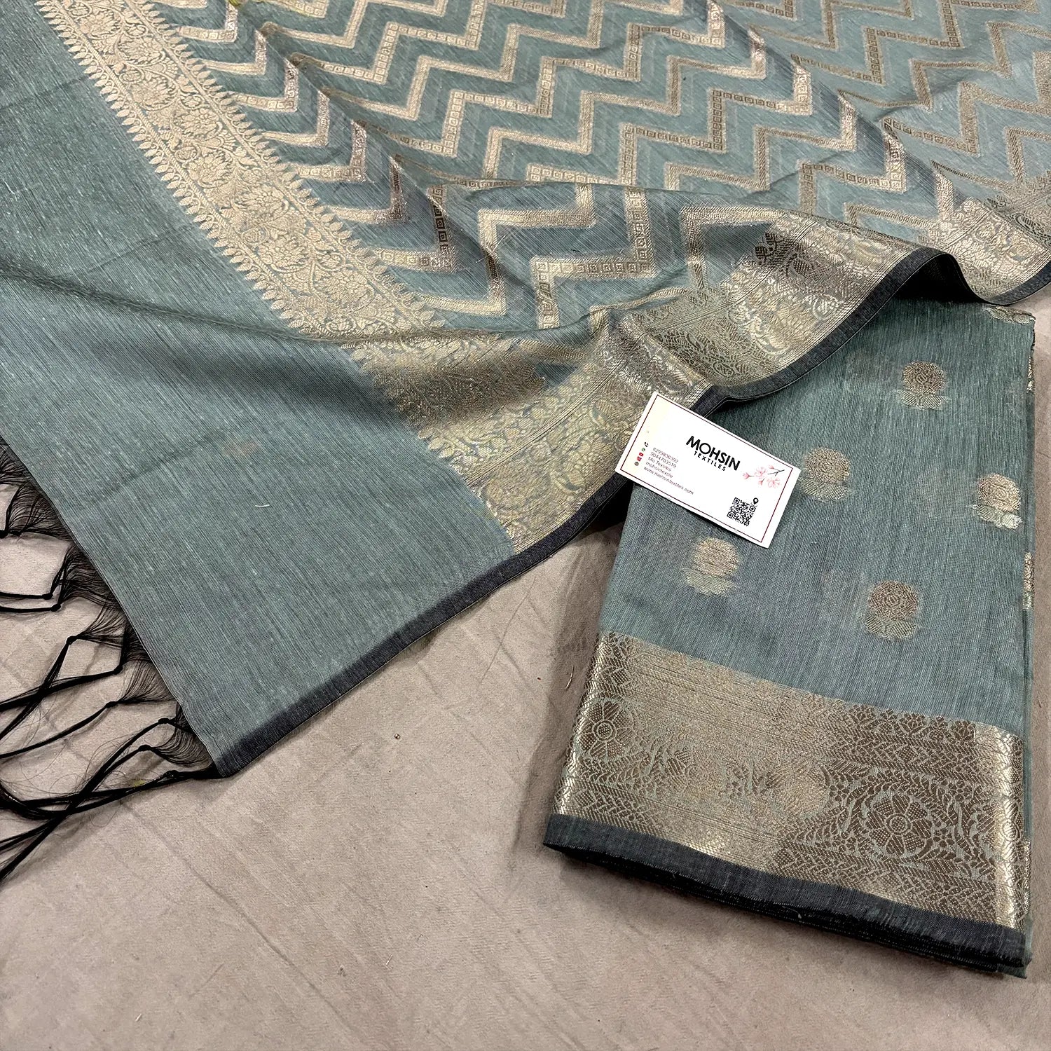 Mint Resham Banarasi Silk Suit