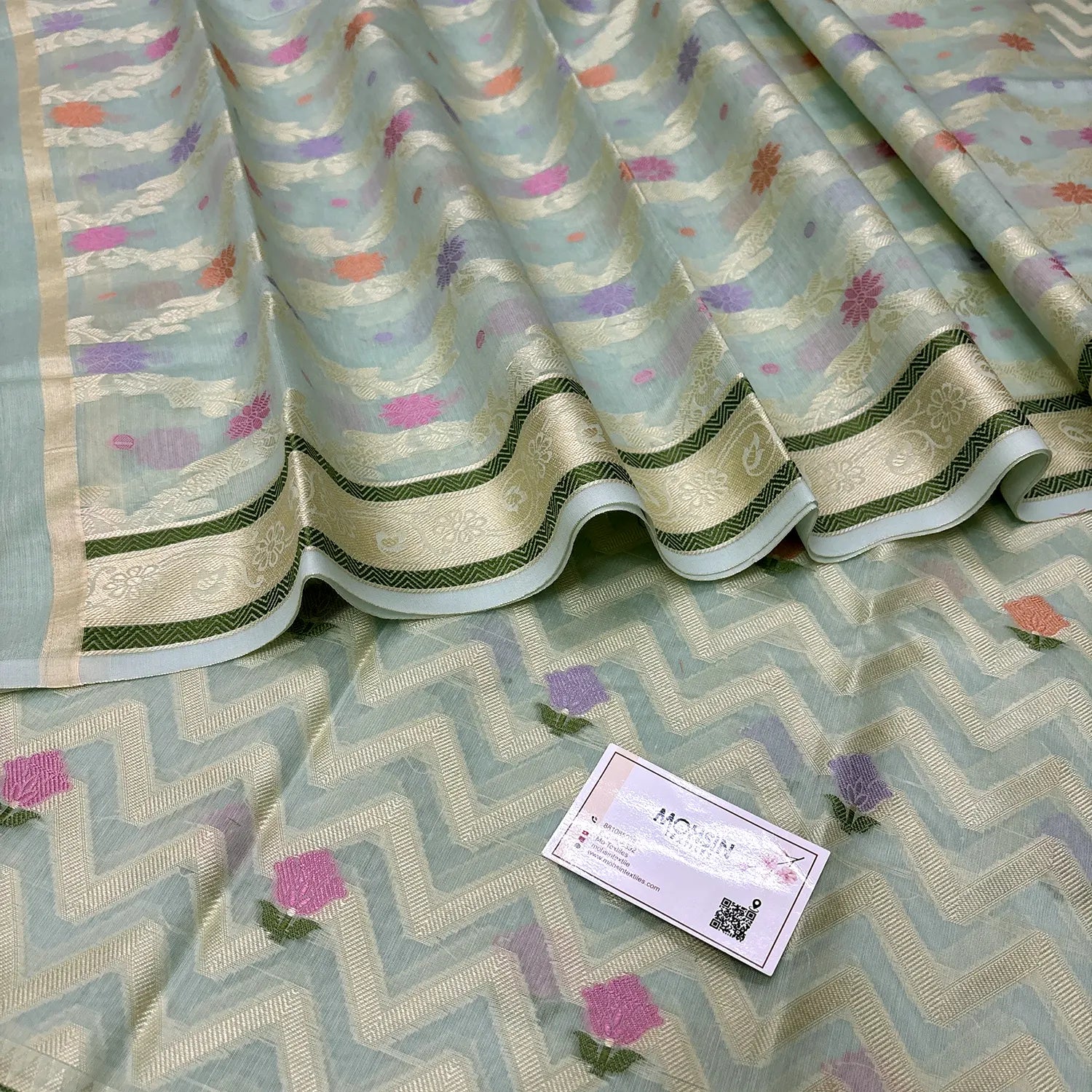 Mint Resham Banarasi Silk Suit