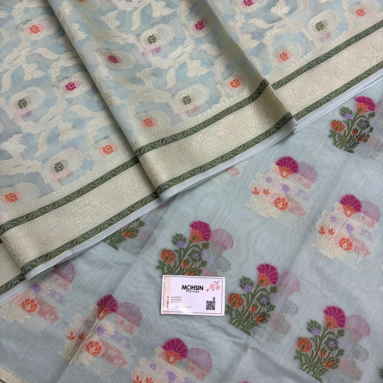 Mint Resham Banarasi Silk Suit
