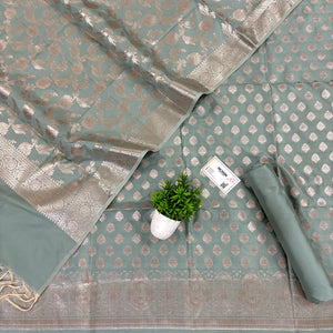Mint Singhasan Buti Satin Silk Banarasi Suit