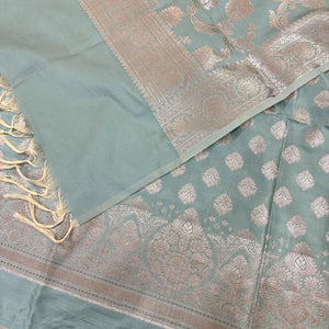 Mint Singhasan Buti Satin Silk Banarasi Suit