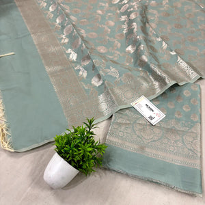 Mint Singhasan Buti Satin Silk Banarasi Suit
