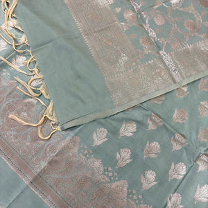 Mint Singhasan Vilas Satin Silk Banarasi Suit