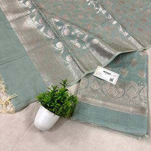 Mint Singhasan Vilas Satin Silk Banarasi Suit