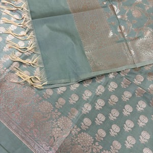 Mint Sunflower Satin Silk Banarasi Suit