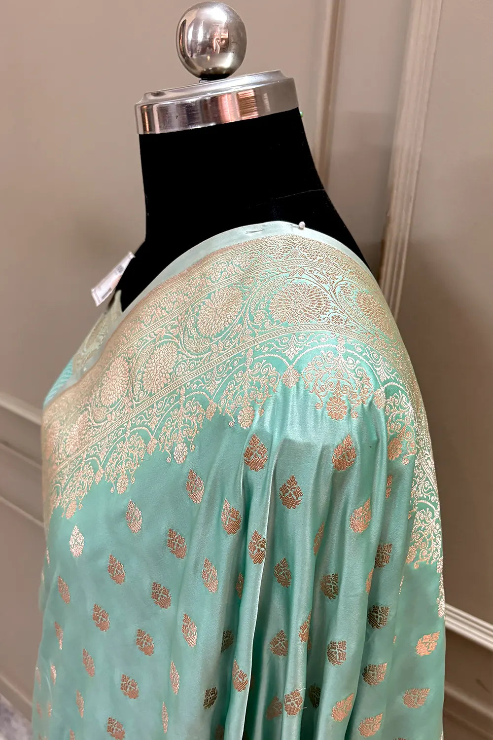 Mint Zari Katan Silk Banarasi Saree