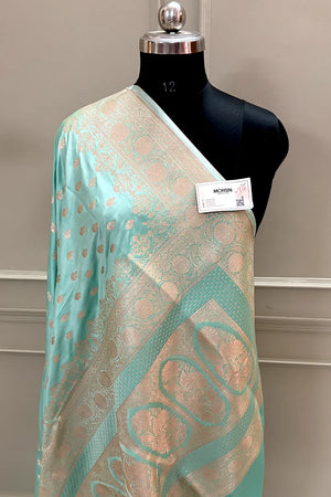 Mint Zari Katan Silk Banarasi Saree