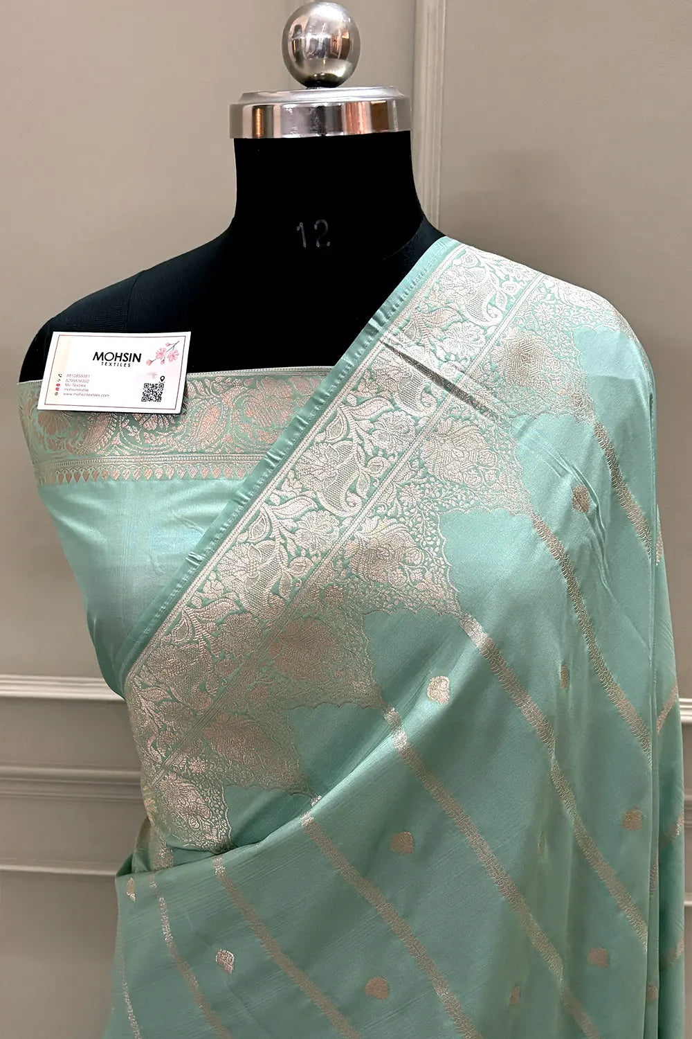 Mint Zari Katan Silk Banarasi Saree