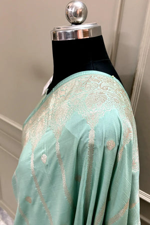 Mint Zari Katan Silk Banarasi Saree