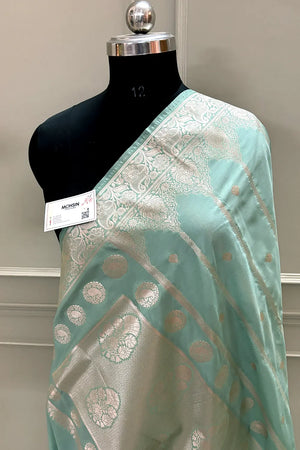 Mint Zari Katan Silk Banarasi Saree