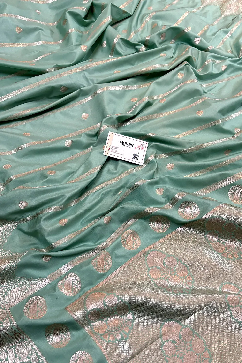 Mint Zari Katan Silk Banarasi Saree