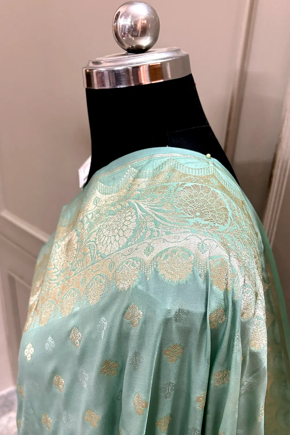 Mint Zari Katan Silk Banarasi Saree