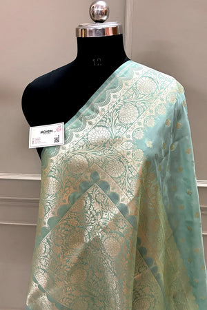Mint Zari Katan Silk Banarasi Saree