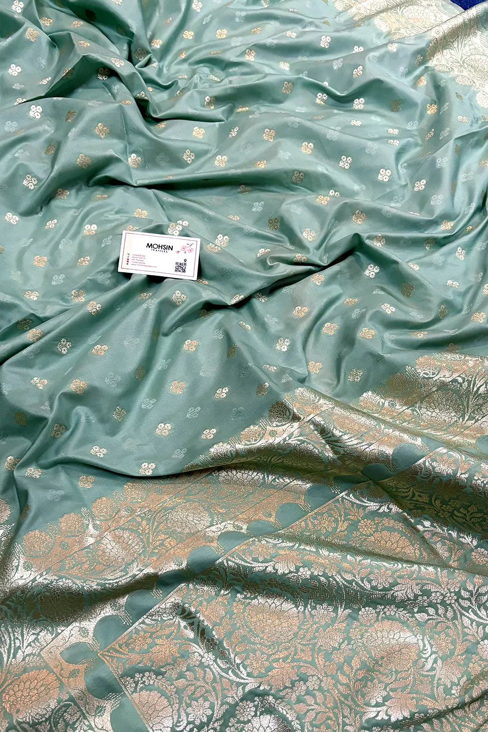Mint Zari Katan Silk Banarasi Saree