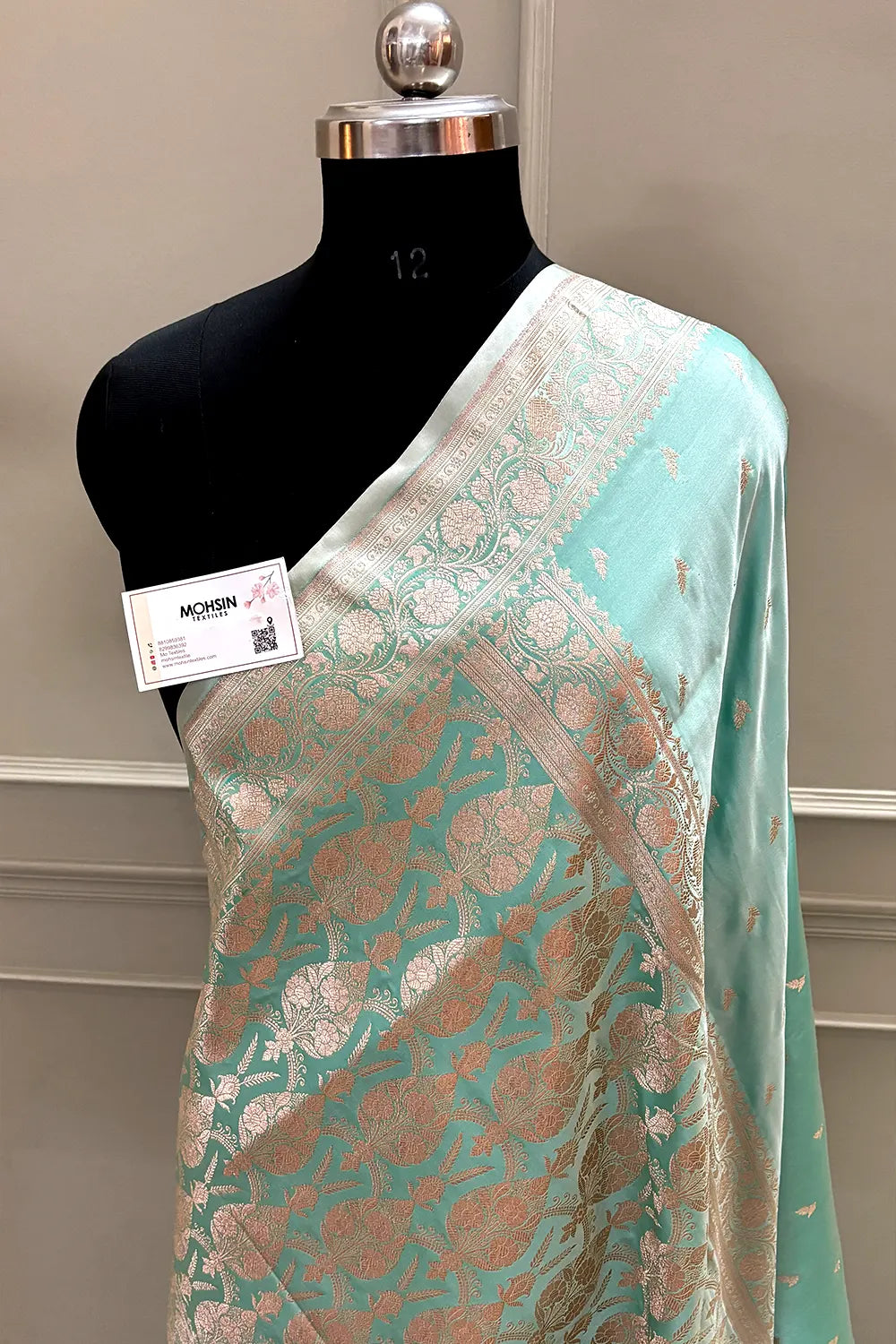 Mint Zari Katan Silk Banarasi Saree