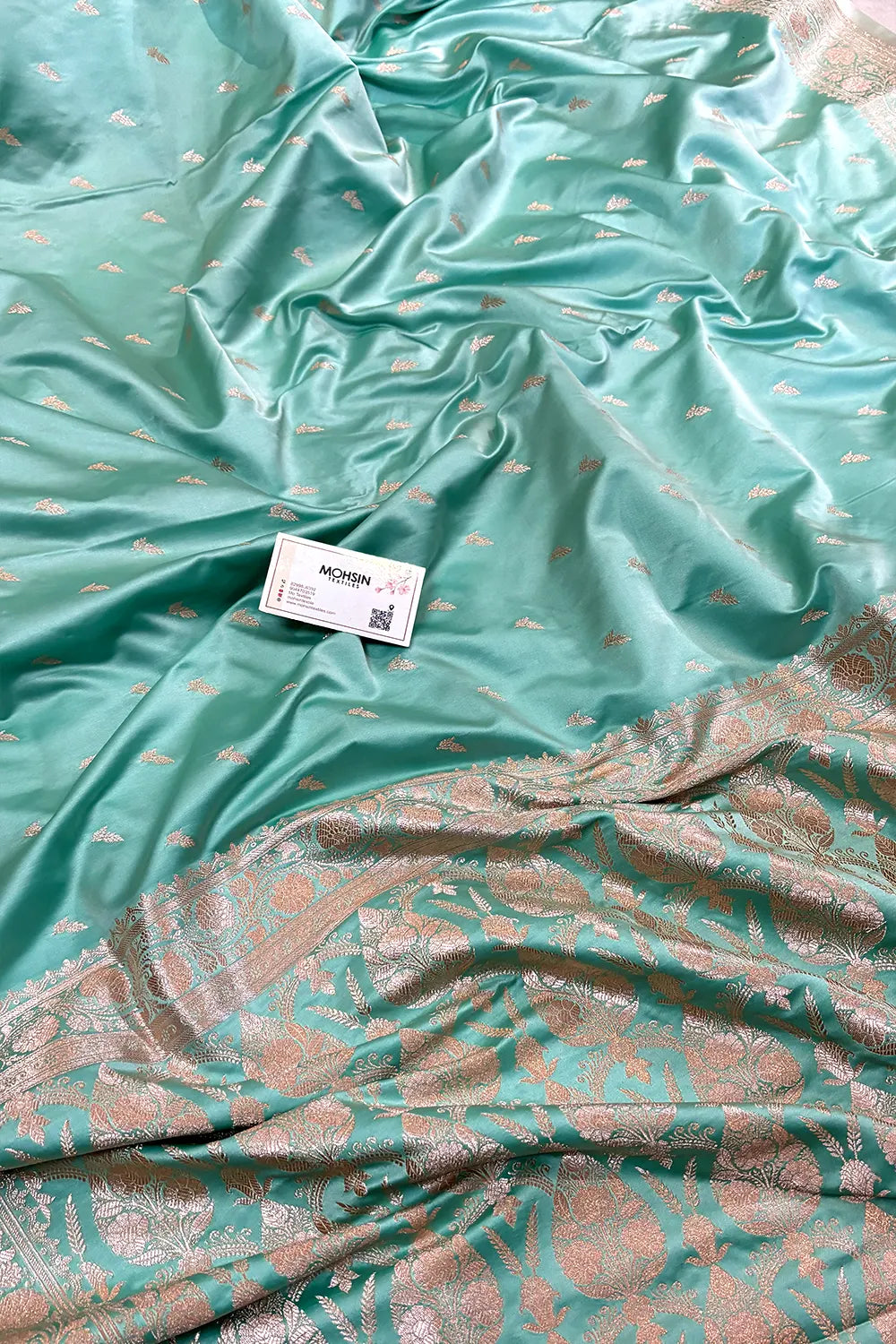 Mint Zari Katan Silk Banarasi Saree
