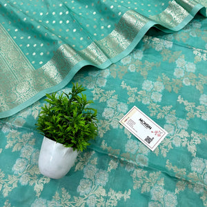 Mint Green Zari Katan Silk Banarasi Suit