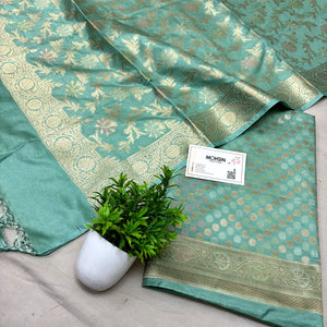 Mint Zari Katan Silk Banarasi Suit