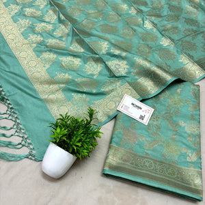 Mint Zari Katan Silk Banarasi Suit