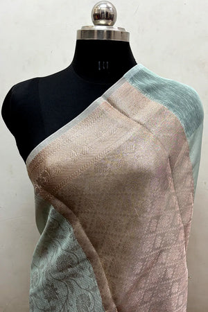 Mint Zari Linen Silk Banarasi Saree