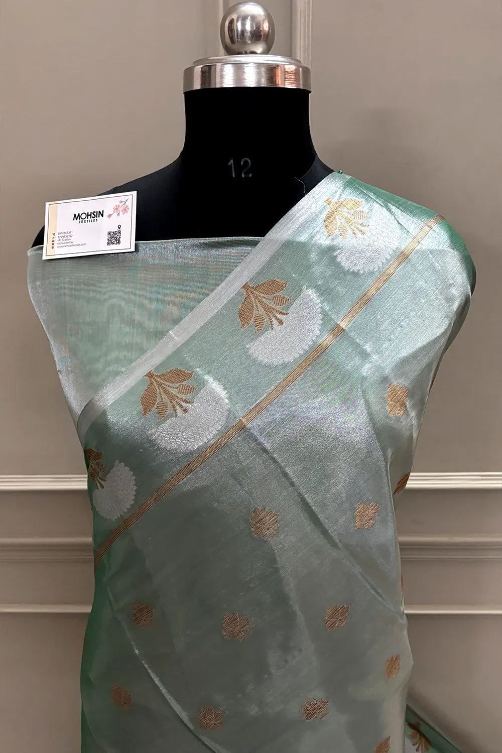 Mint Zari Tissue Silk Banarasi Saree