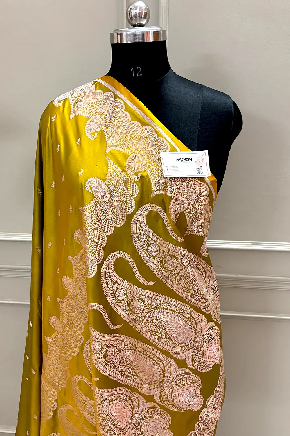 Mustard Deepak Buti Katan Silk Banarasi Saree
