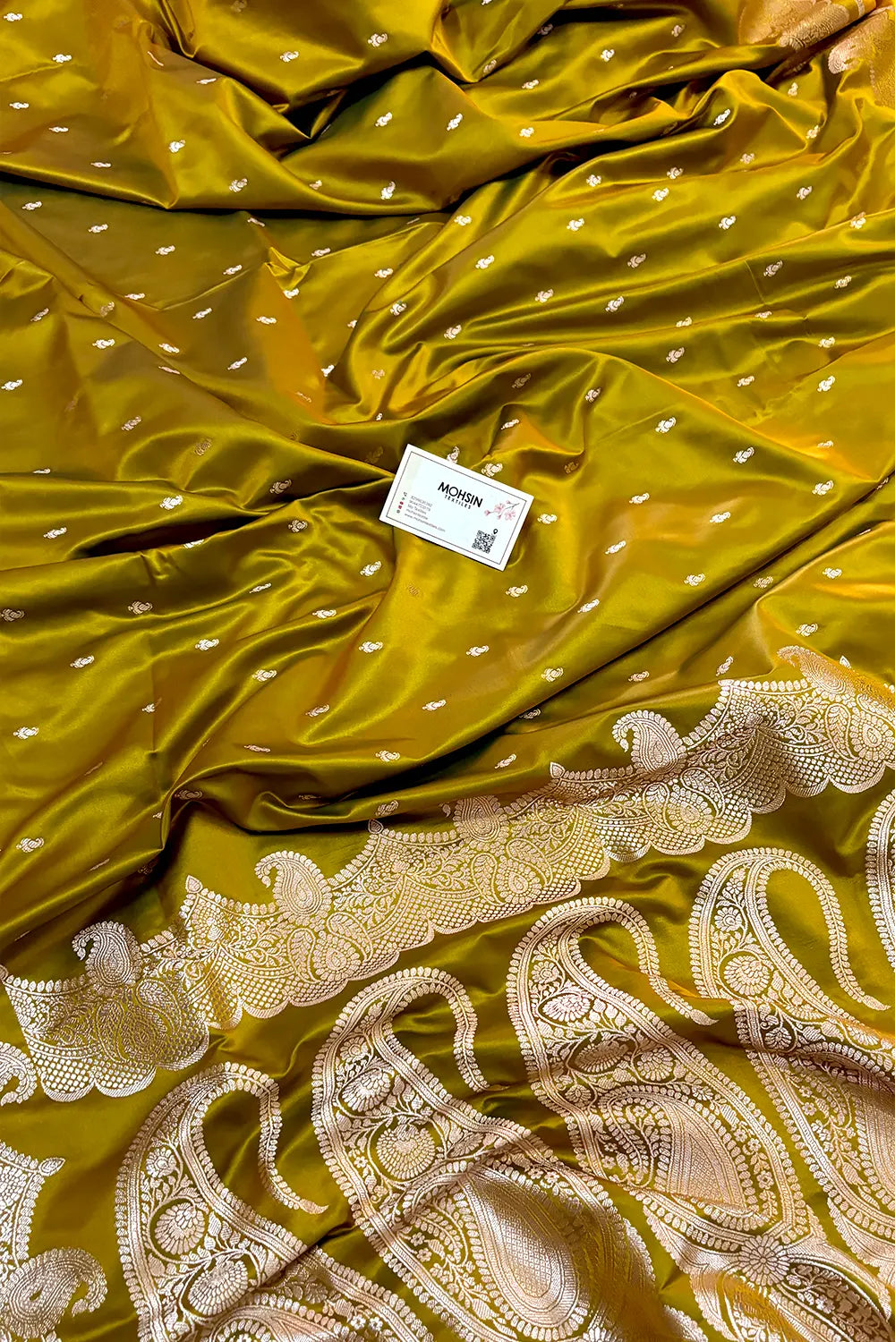 Mustard Deepak Buti Katan Silk Banarasi Saree