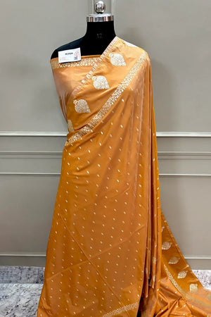 Mustard Hukum Buti Katan Silk Banarasi Saree