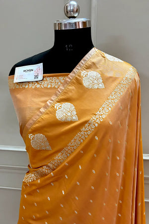 Mustard Hukum Buti Katan Silk Banarasi Saree