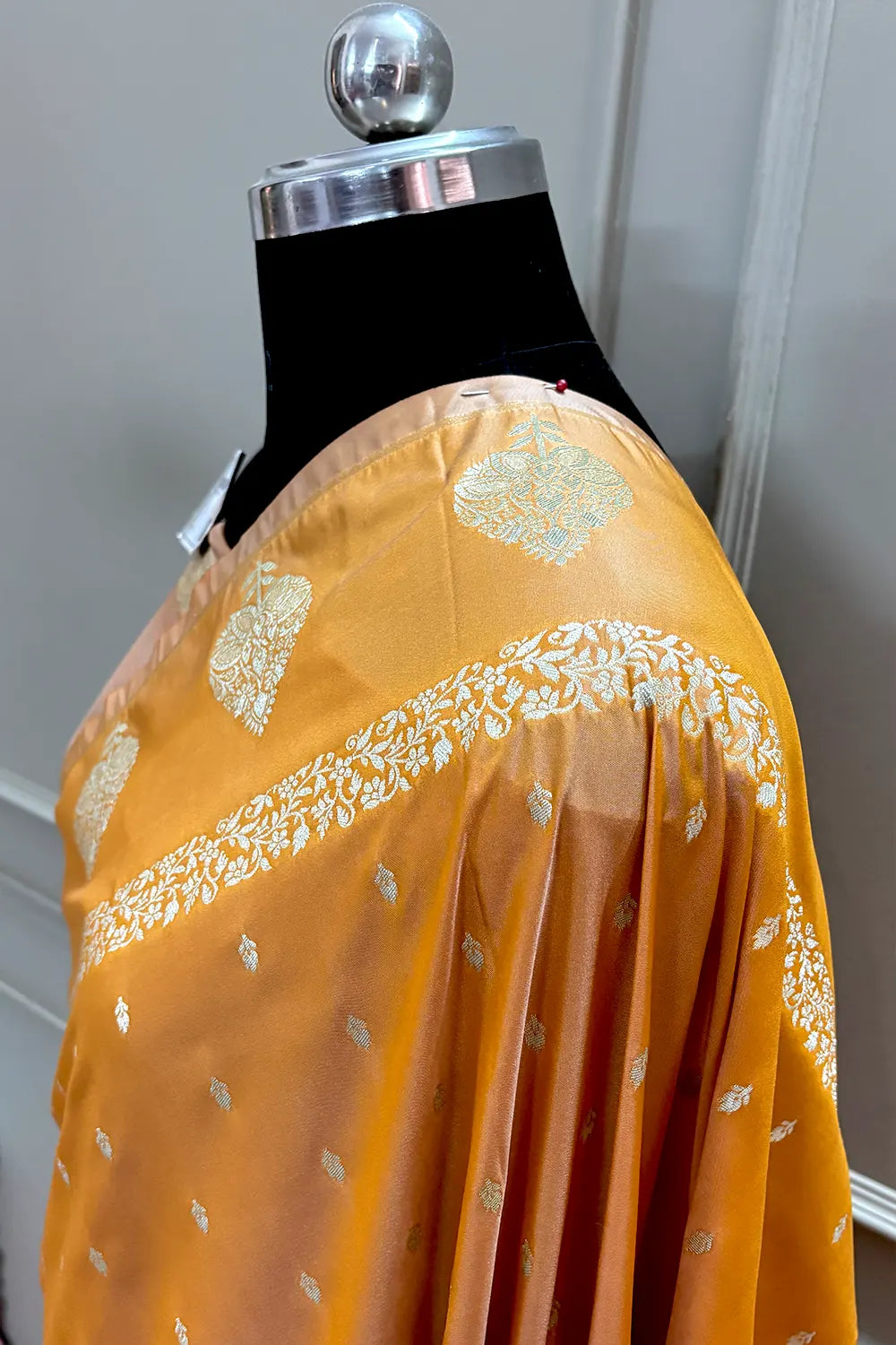 Mustard Hukum Buti Katan Silk Banarasi Saree