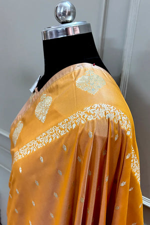 Mustard Hukum Buti Katan Silk Banarasi Saree