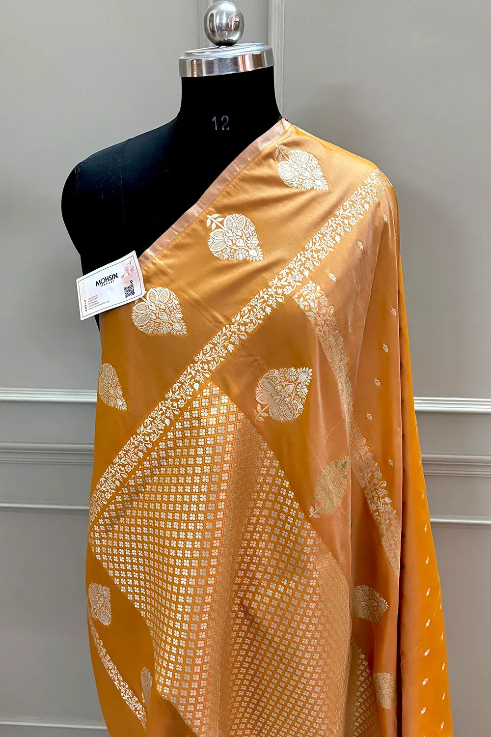 Mustard Hukum Buti Katan Silk Banarasi Saree