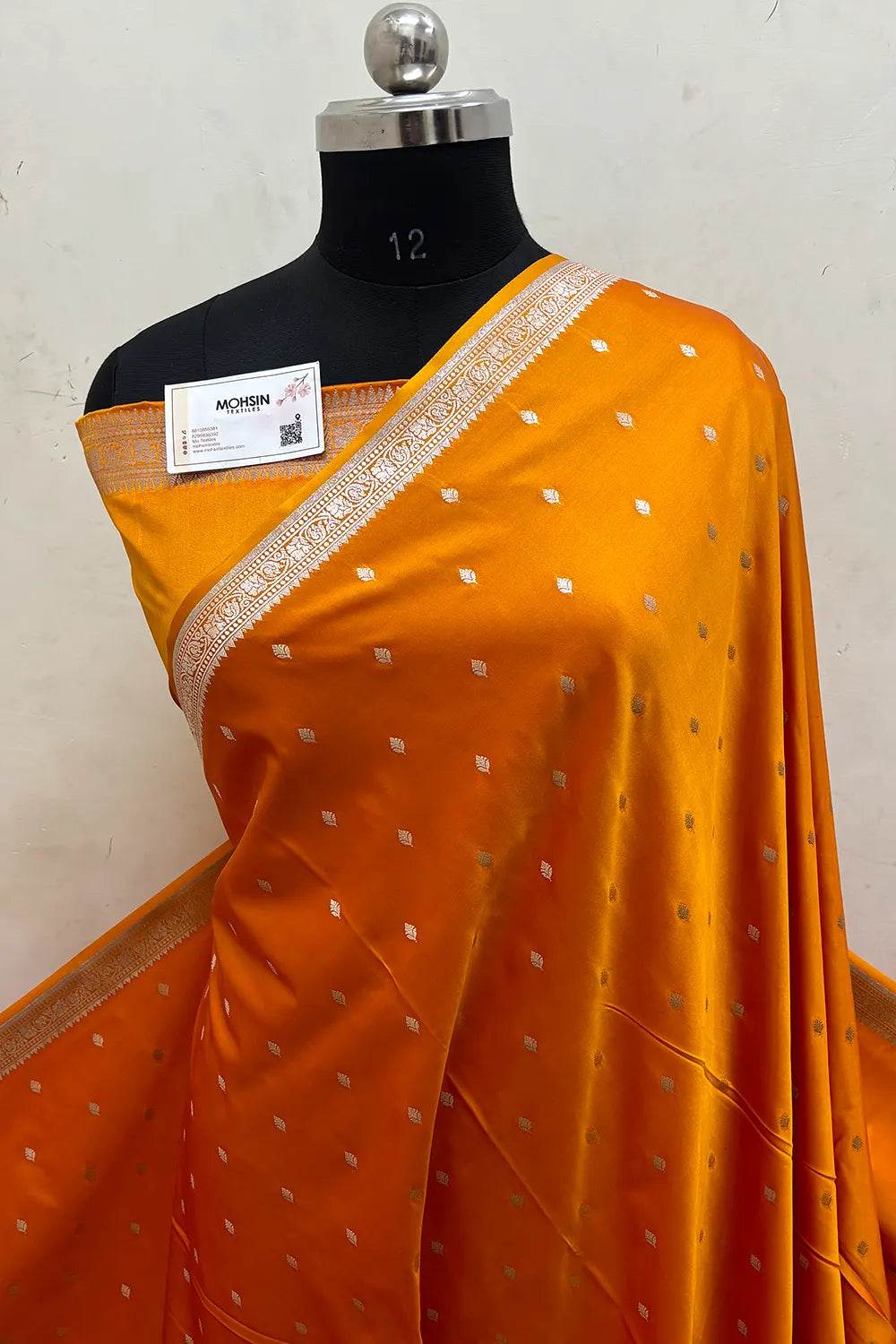 Mustard Zari Katan Mashru Silk Banarasi Saree