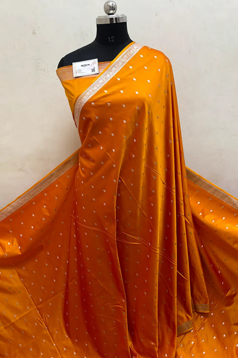 Mustard Zari Katan Mashru Silk Banarasi Saree