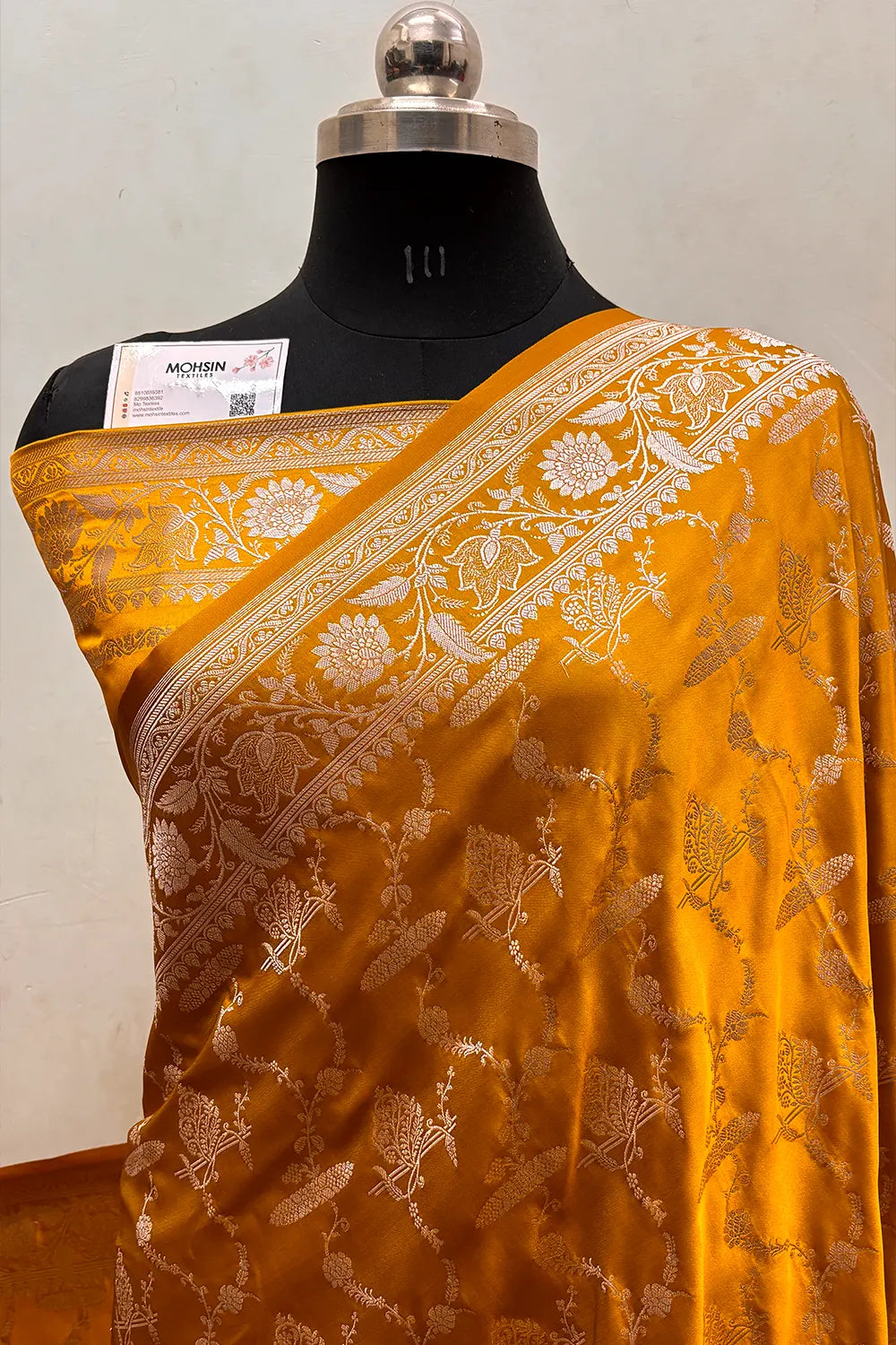 Mustard Masakali Katan Silk Banarasi Saree