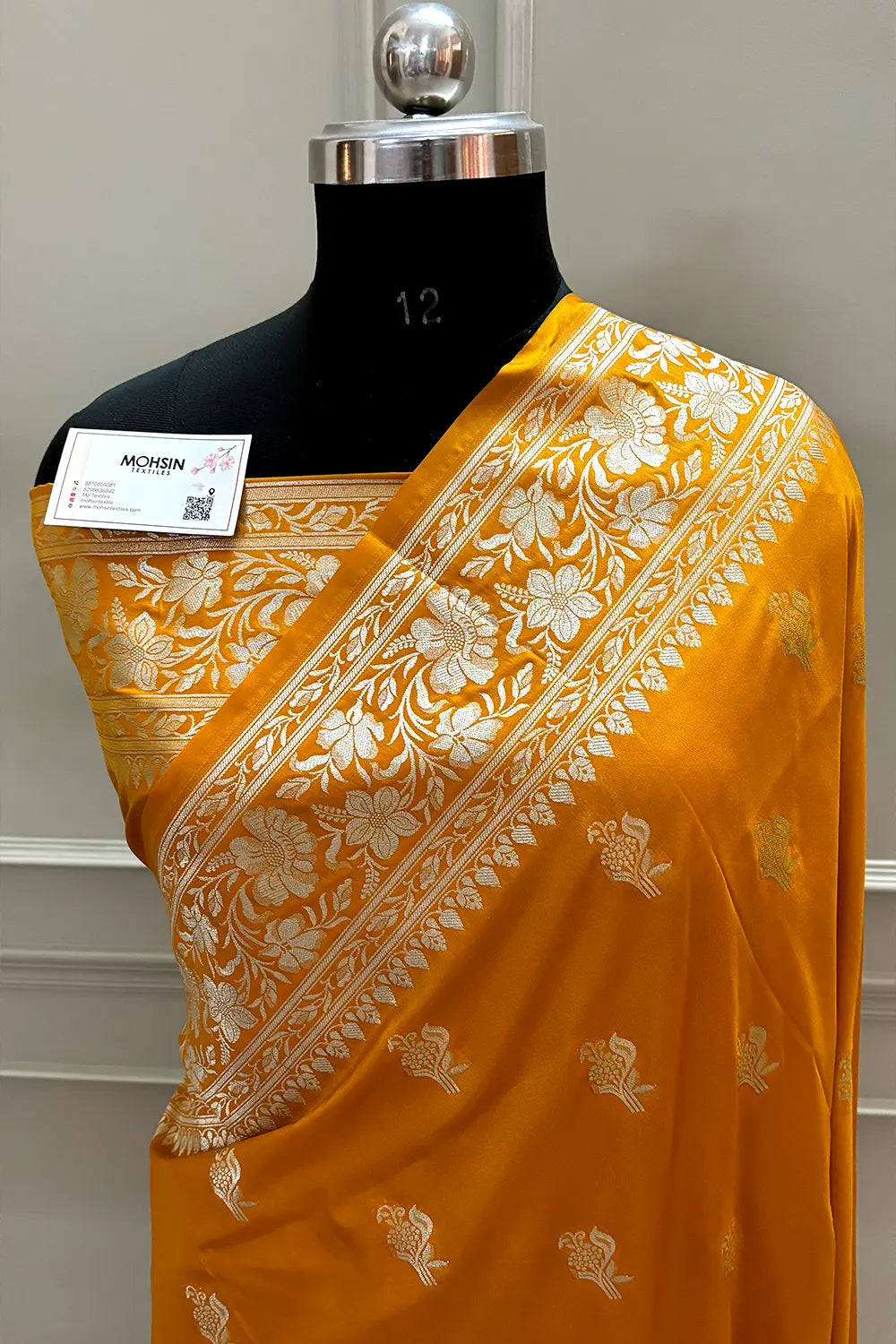 Mustard Orange Zari Katan Silk Banarasi Saree
