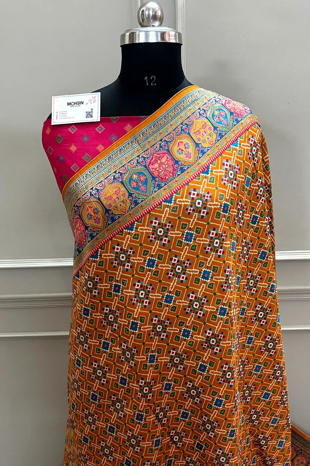 Mustard Pashmina Pure Viscose Georgette Silk Banarasi Saree