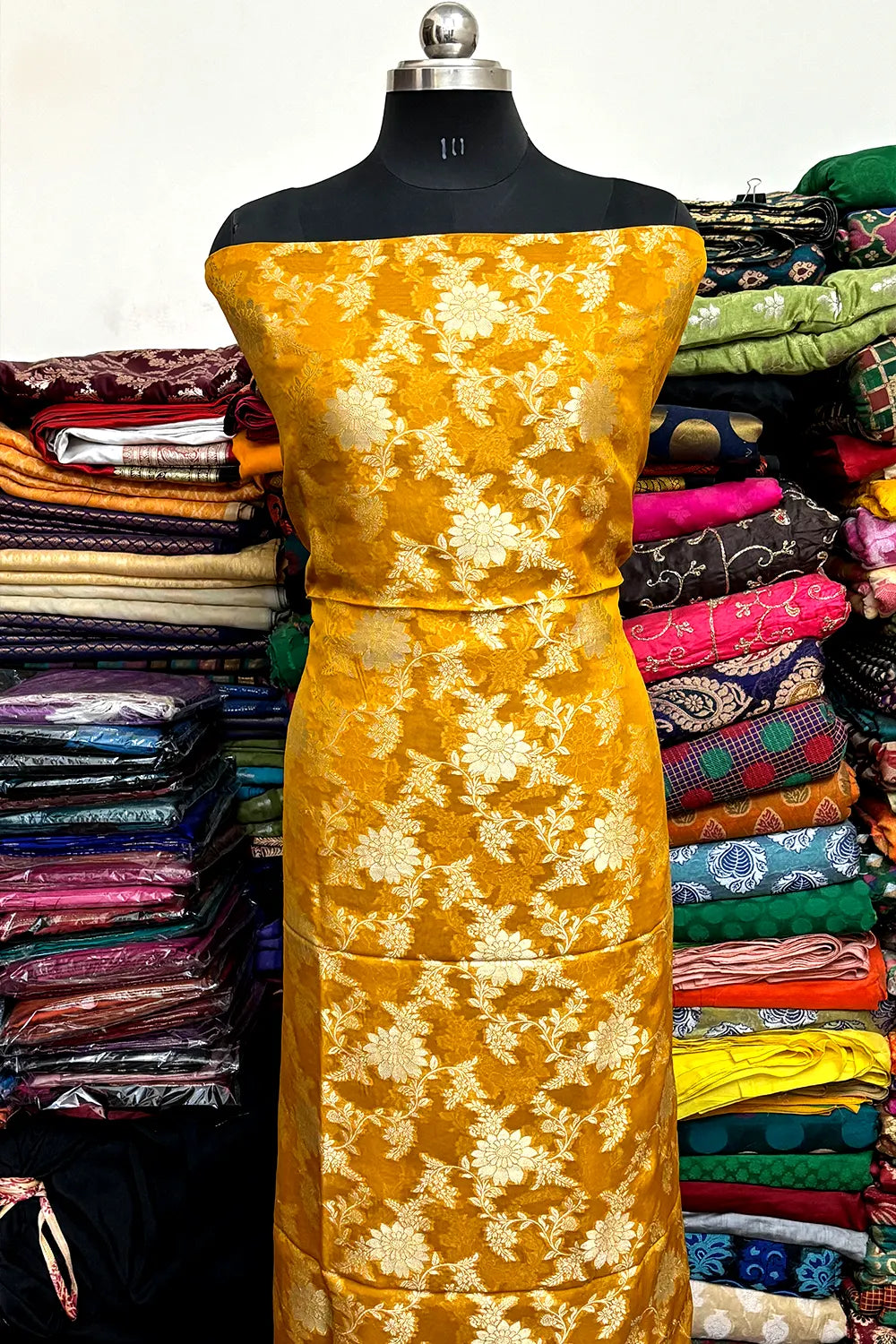 Mustard Pure Viscose Georgette Banarasi Suit