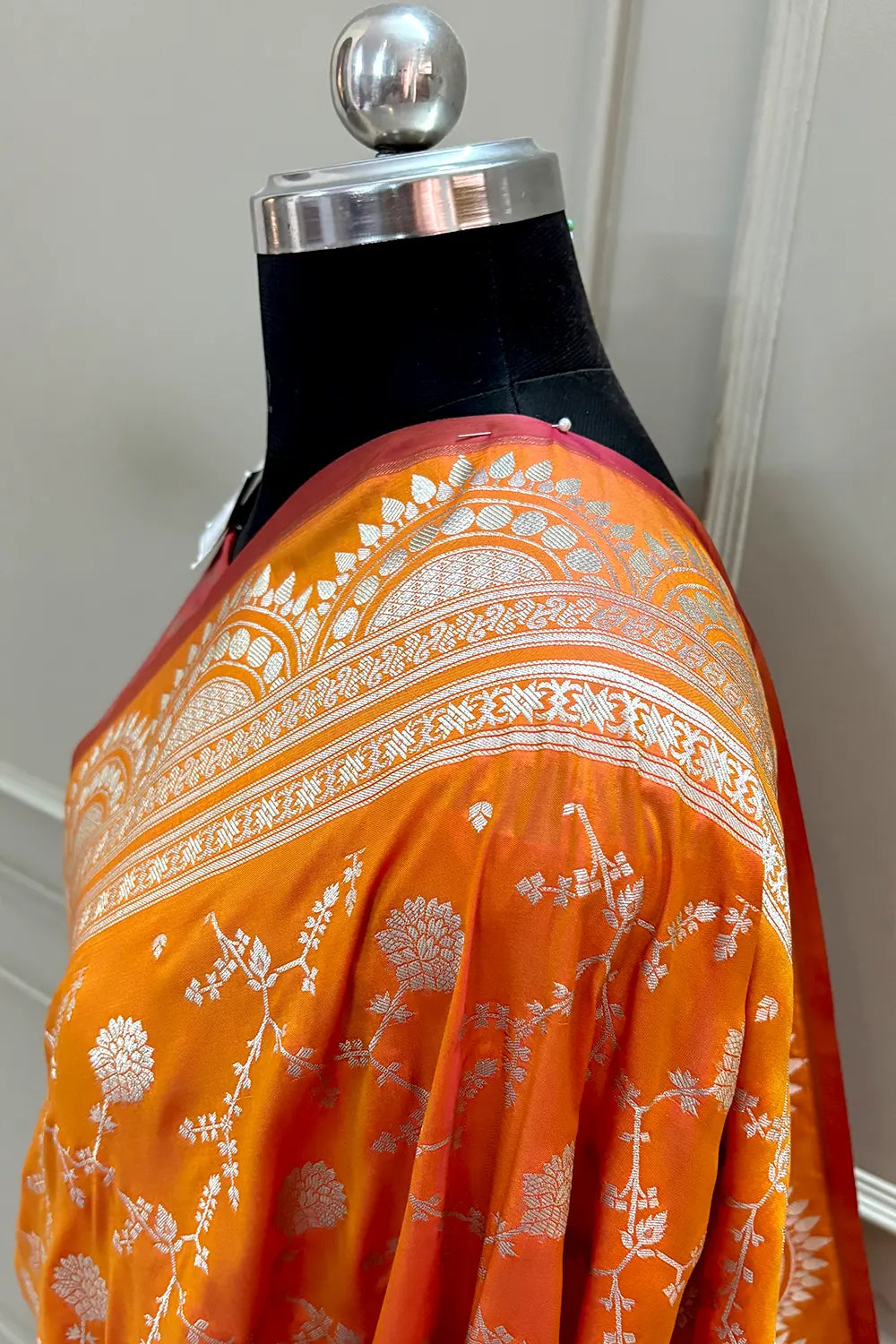 Mustard Quantum Jaal Katan Silk Banarasi Saree