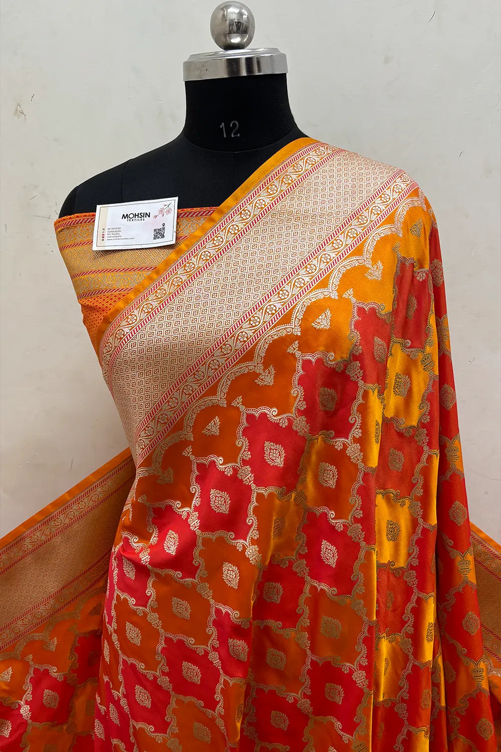 Mustard Rangkaat Zari Katan Mashru Silk Banarasi Saree