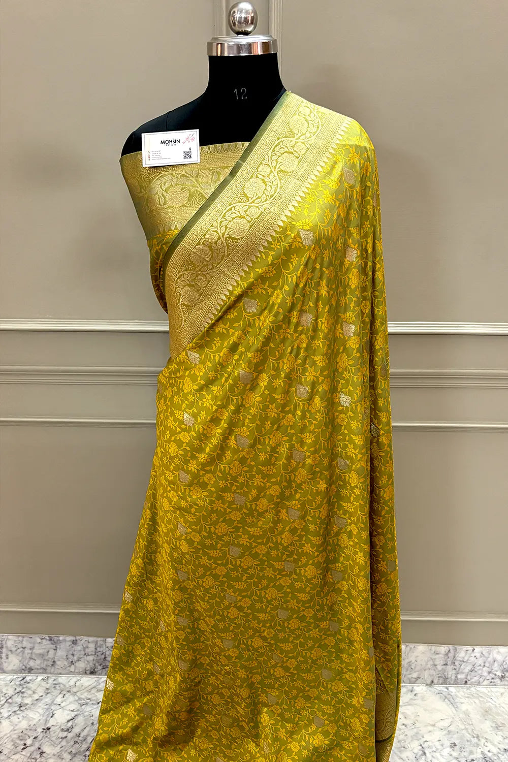Mustard Resham Banarasi Silk Saree