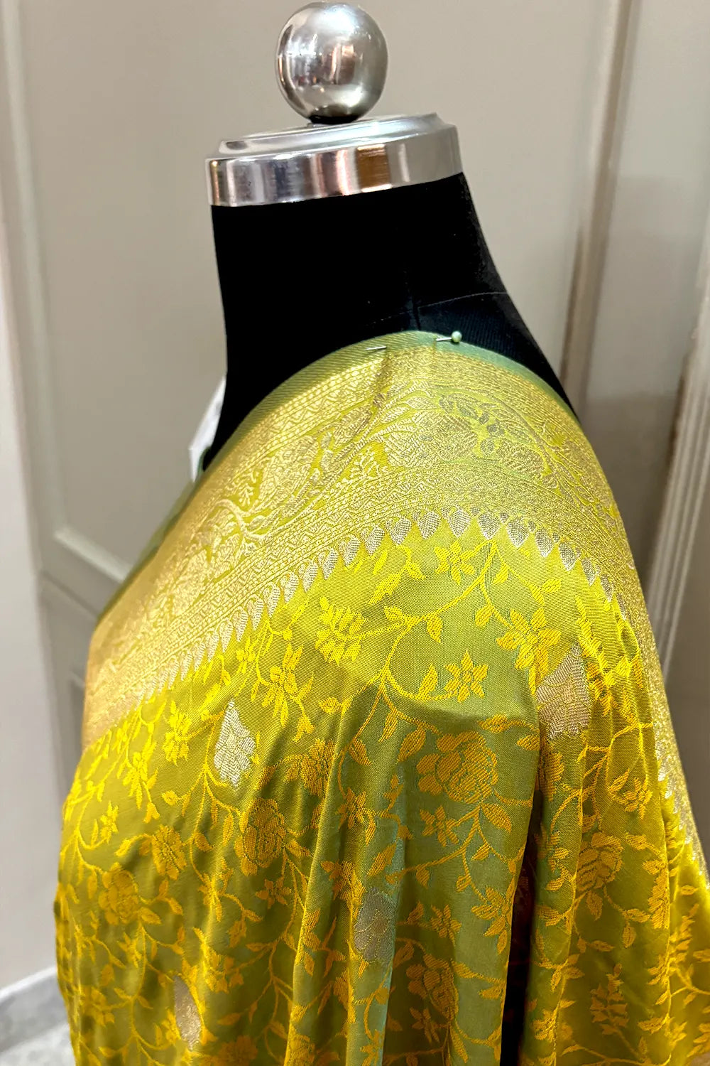 Mustard Resham Banarasi Silk Saree
