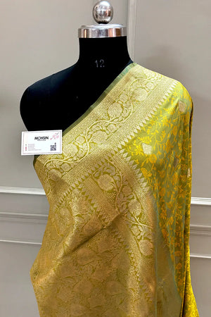 Mustard Resham Banarasi Silk Saree