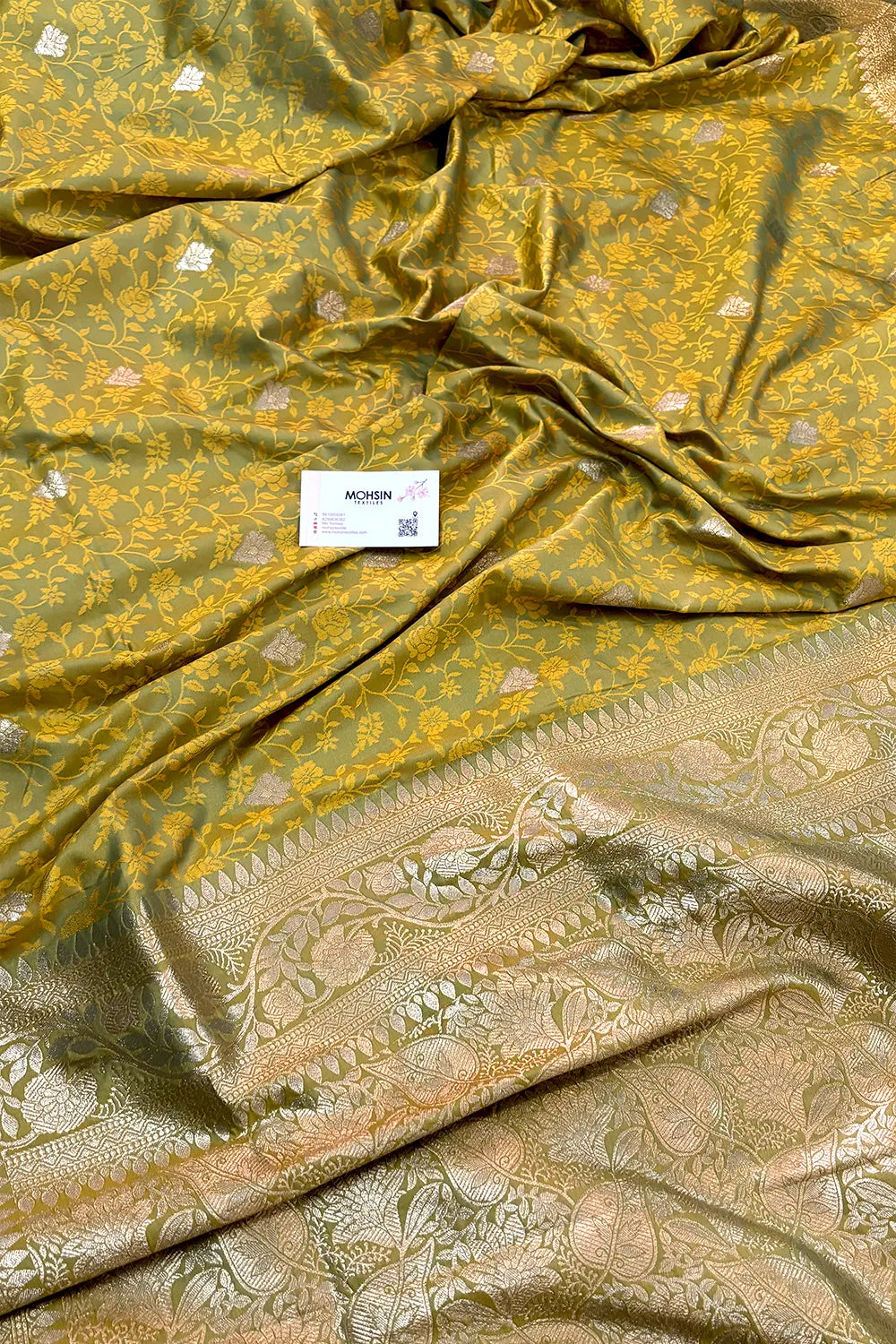 Mustard Resham Banarasi Silk Saree