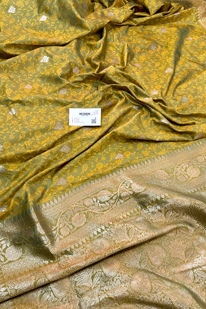 Mustard Resham Banarasi Silk Saree