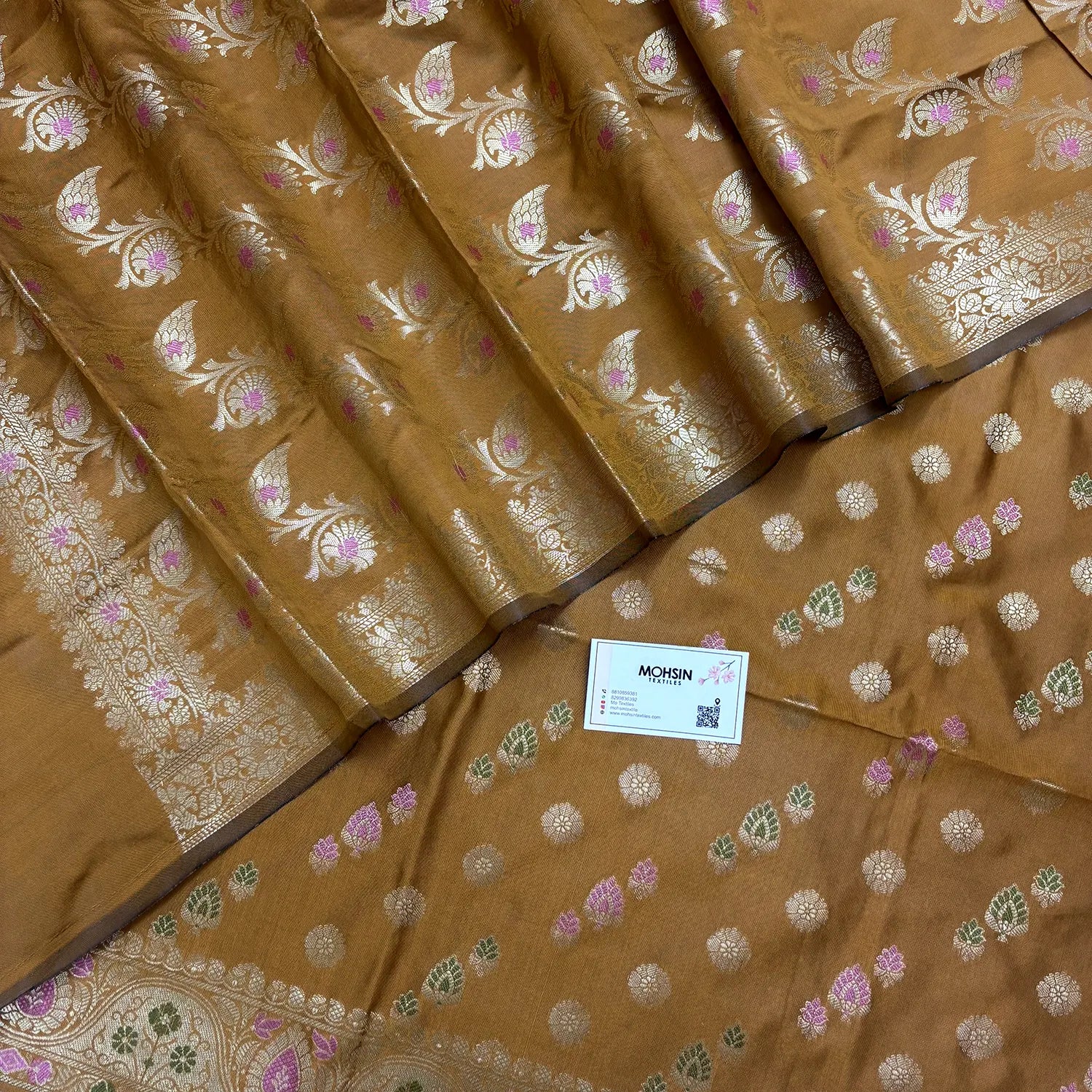 Mustard Semi Katan Silk Banarasi Suit