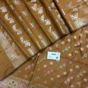 Mustard Semi Katan Silk Banarasi Suit