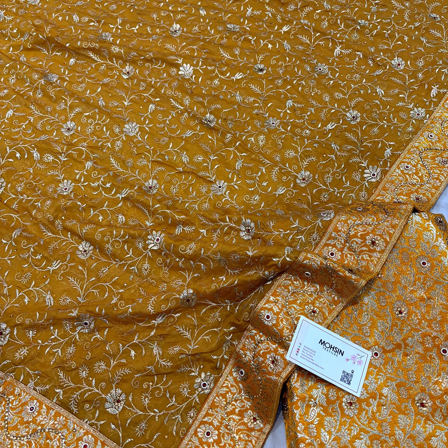 Mustard Stone Work Kimkhab Silk Banarasi Gharara 
