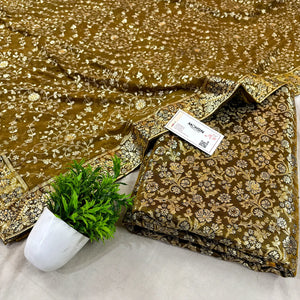 Mustard Stone Work Kimkhab Silk Banarasi Gharara